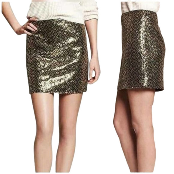 Banana Republic green and gold sequin skirt - Picture 6 of 6